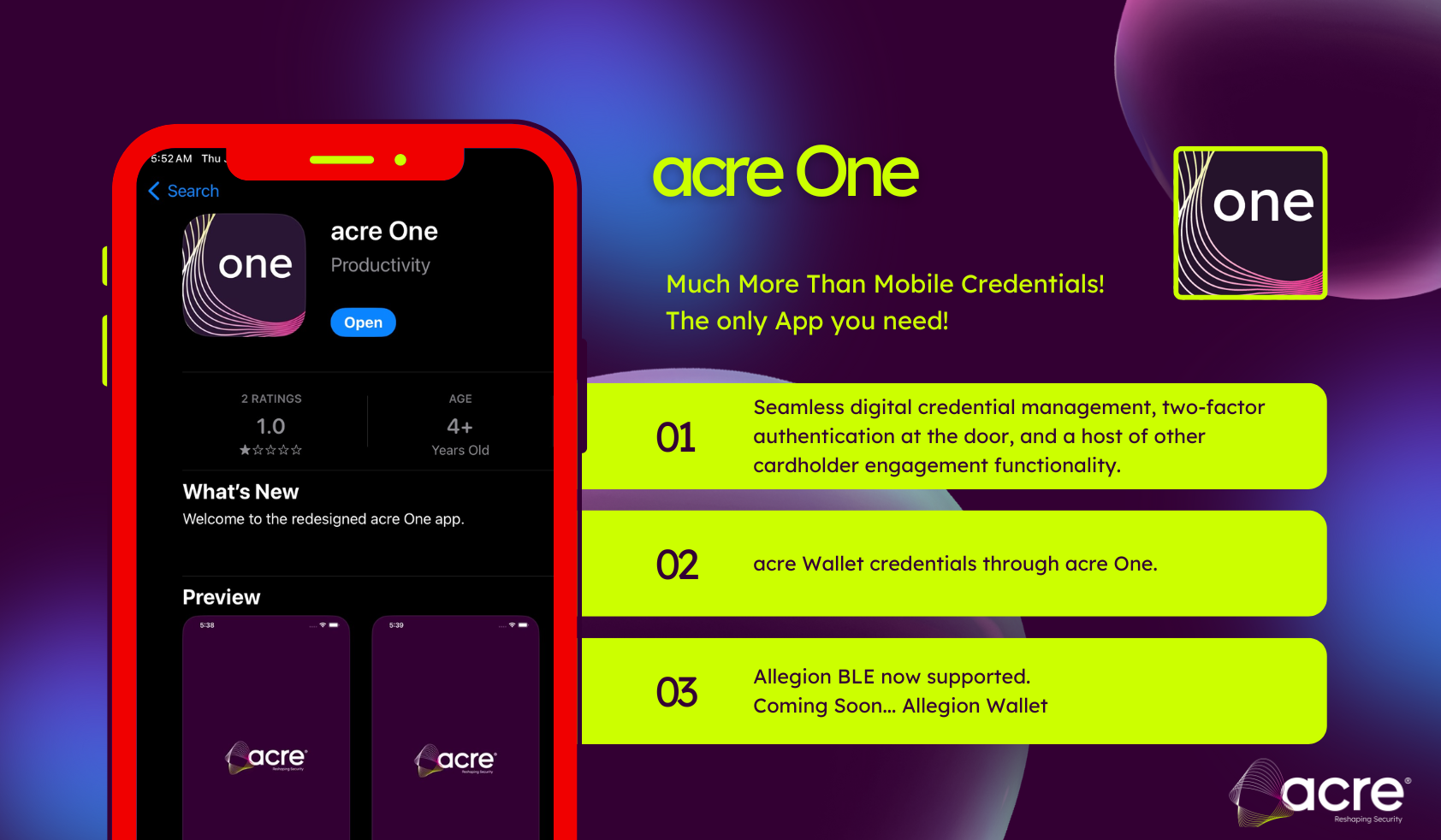 acre One - software release